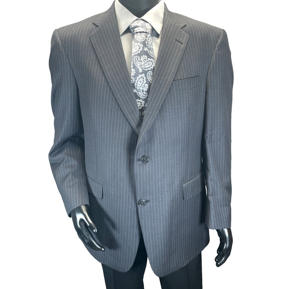 Hart Schaffner Marx Gold Trumpeter Gray Pin Stripe Wool Sport Coat Blazer Men 36 - Picture 1 of 13